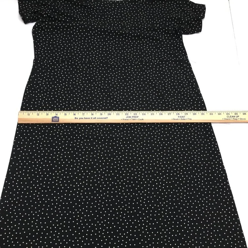 NEW J. Jill Black & White Polka Dot Dress Cap Sleeves Pockets Medium